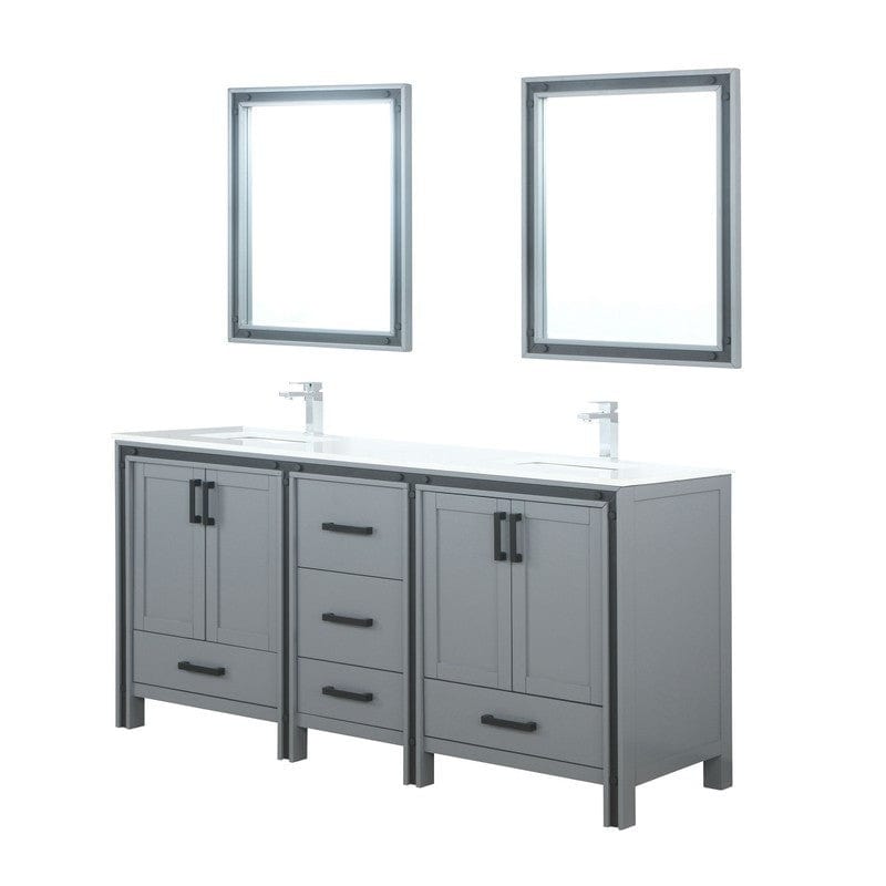 Ziva Transitional Dark Grey 72" Double Vanity Set | LZV352272SBJSM30F