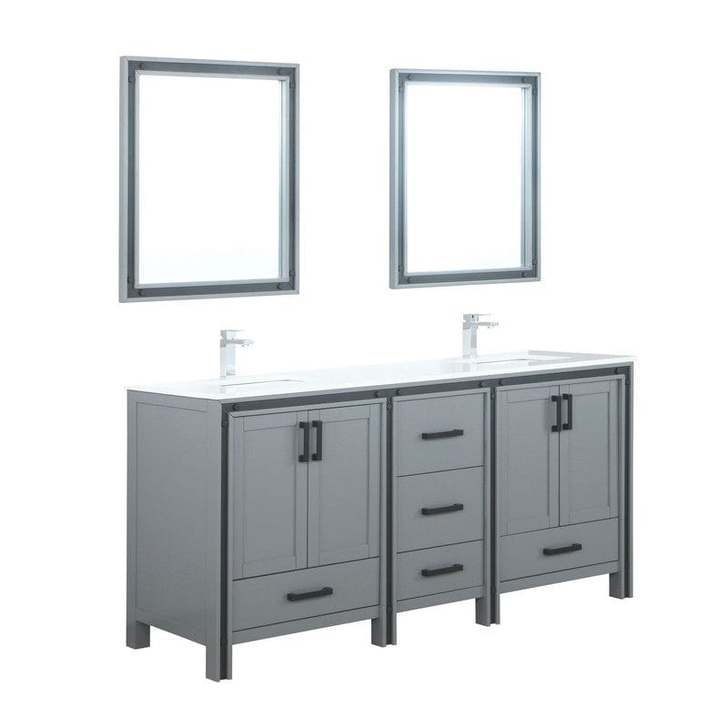 Ziva Transitional Dark Grey 72" Double Vanity Set | LZV352272SBJSM30F