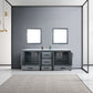 Ziva Transitional Dark Grey 80" Double Vanity, Cultured Marble Top, White Square Sink and 30" Mirrors | LZV352280SBJSM30