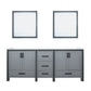 Ziva Transitional Dark Grey 80" Double Vanity, Cultured Marble Top, White Square Sink and 30" Mirrors | LZV352280SBJSM30