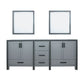 Ziva Transitional Dark Grey 80" Double Vanity, no Top and 30" Mirrors | LZV352280SB00M30