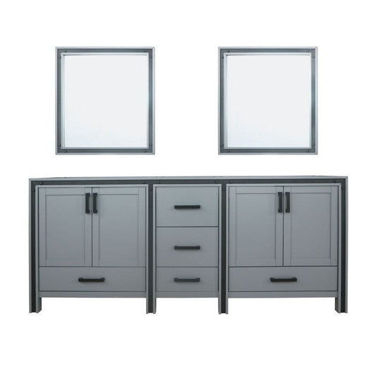 Ziva Transitional Dark Grey 80" Double Vanity, no Top and 30" Mirrors | LZV352280SB00M30