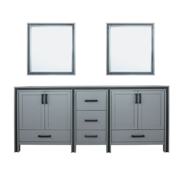 Ziva Transitional Dark Grey 80 Double Vanity, no Top and 30 Mirrors | LZV352280SB00M30