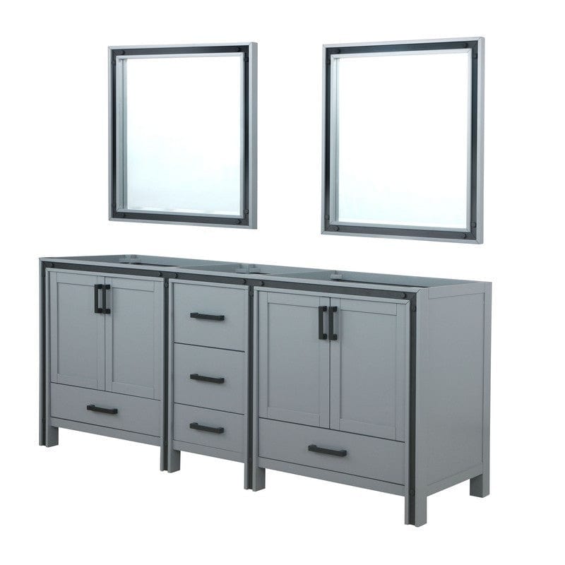 Ziva Transitional Dark Grey 80" Double Vanity, no Top and 30" Mirrors | LZV352280SB00M30