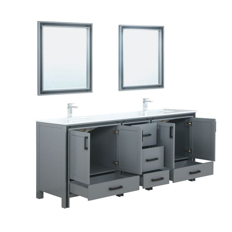 Ziva Transitional Dark Grey 80" Double Vanity Set | LZV352280SBJSM30F