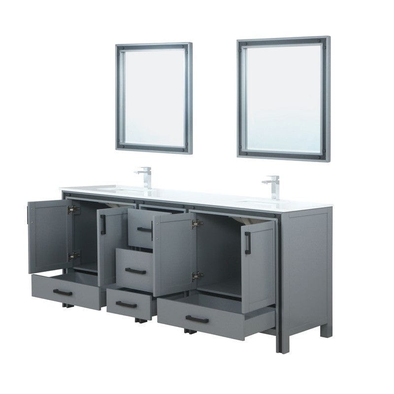 Ziva Transitional Dark Grey 80" Double Vanity Set | LZV352280SBJSM30F