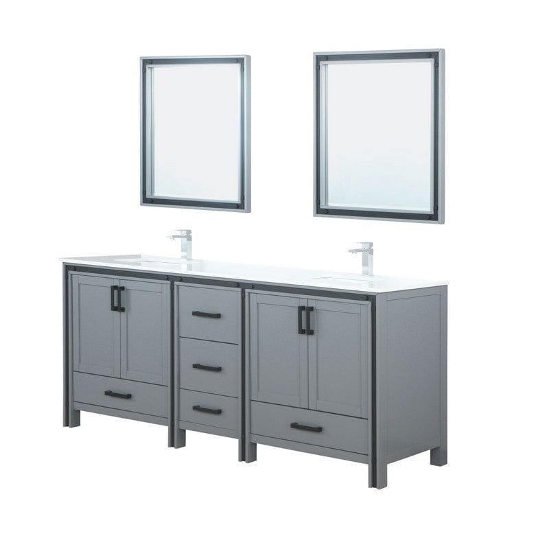 Ziva Transitional Dark Grey 80" Double Vanity Set | LZV352280SBJSM30F