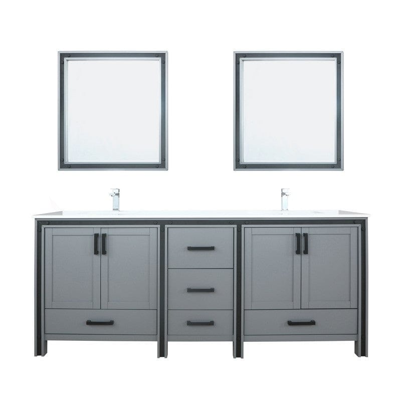 Ziva Transitional Dark Grey 80" Double Vanity Set | LZV352280SBJSM30F