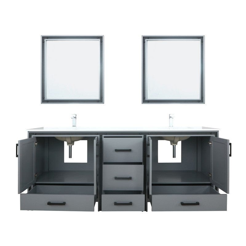 Ziva Transitional Dark Grey 80" Double Vanity Set | LZV352280SBJSM30F