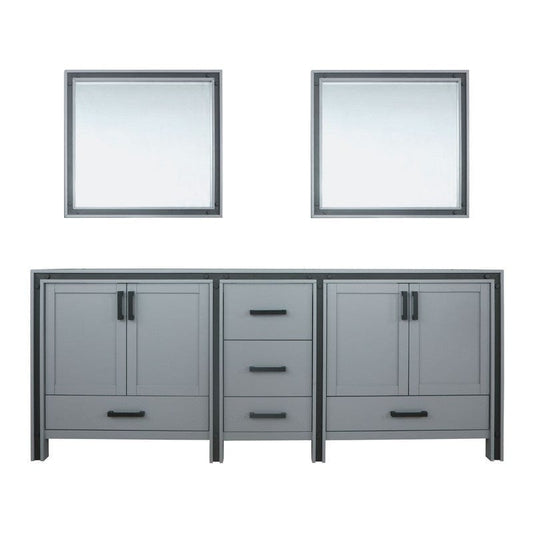 Ziva Transitional Dark Grey 84" Double Vanity, no Top and 34" Mirrors | LZV352284SB00M34