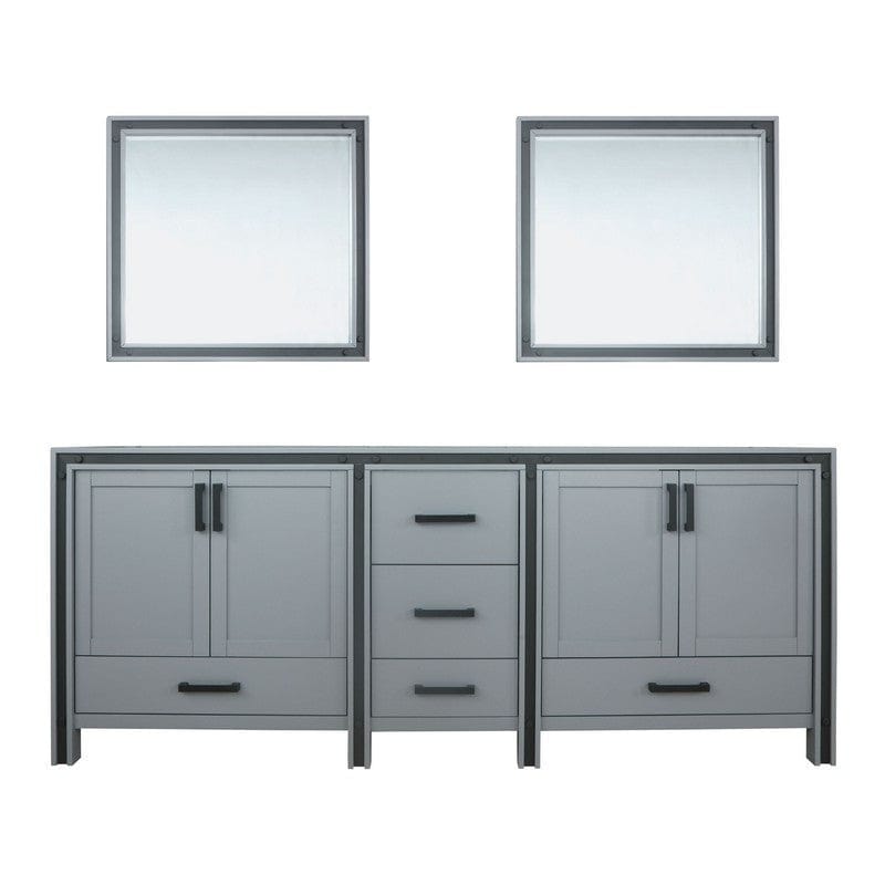 Ziva Transitional Dark Grey 84" Double Vanity, no Top and 34" Mirrors | LZV352284SB00M34