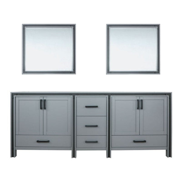 Ziva Transitional Dark Grey 84 Double Vanity, no Top and 34 Mirrors | LZV352284SB00M34