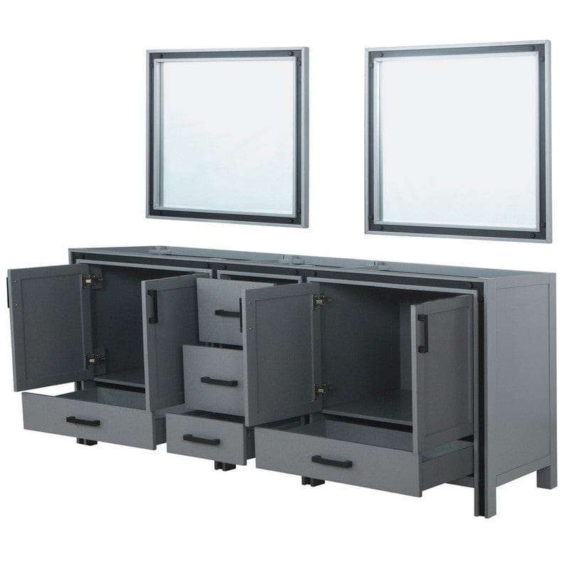 Ziva Transitional Dark Grey 84" Double Vanity, no Top and 34" Mirrors | LZV352284SB00M34