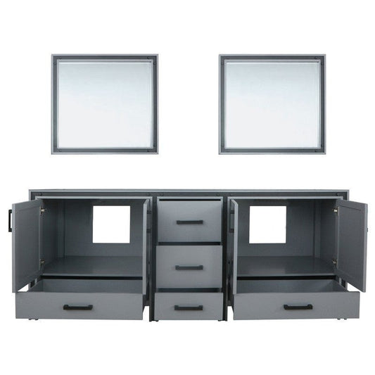 Ziva Transitional Dark Grey 84" Double Vanity, no Top and 34" Mirrors | LZV352284SB00M34