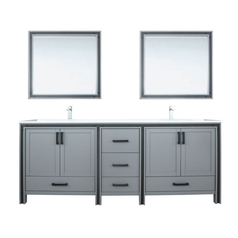 Ziva Transitional Dark Grey 84" Double Vanity Set | LZV352284SAJSM34F