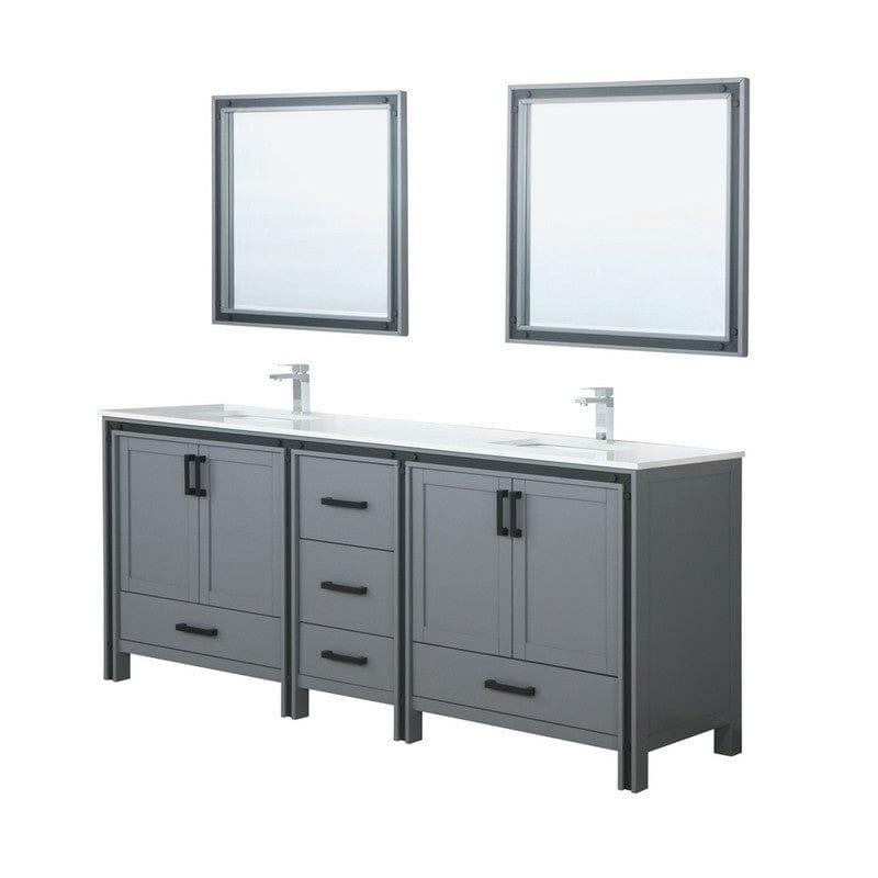 Ziva Transitional Dark Grey 84" Double Vanity Set | LZV352284SAJSM34F