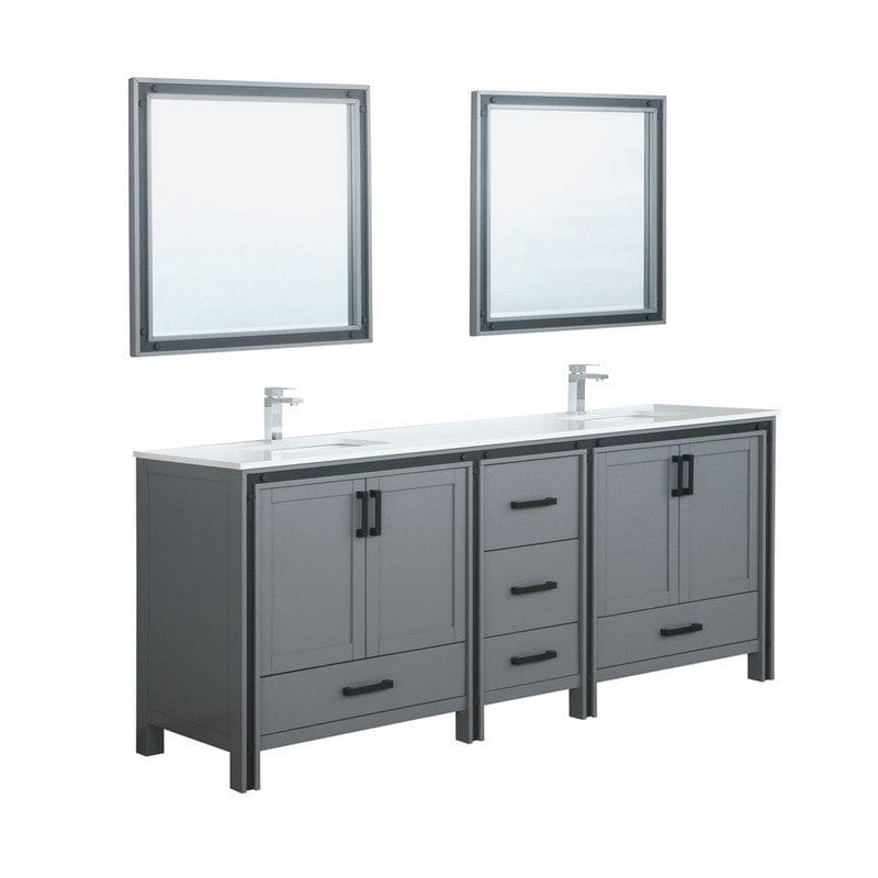 Ziva Transitional Dark Grey 84" Double Vanity Set | LZV352284SAJSM34F