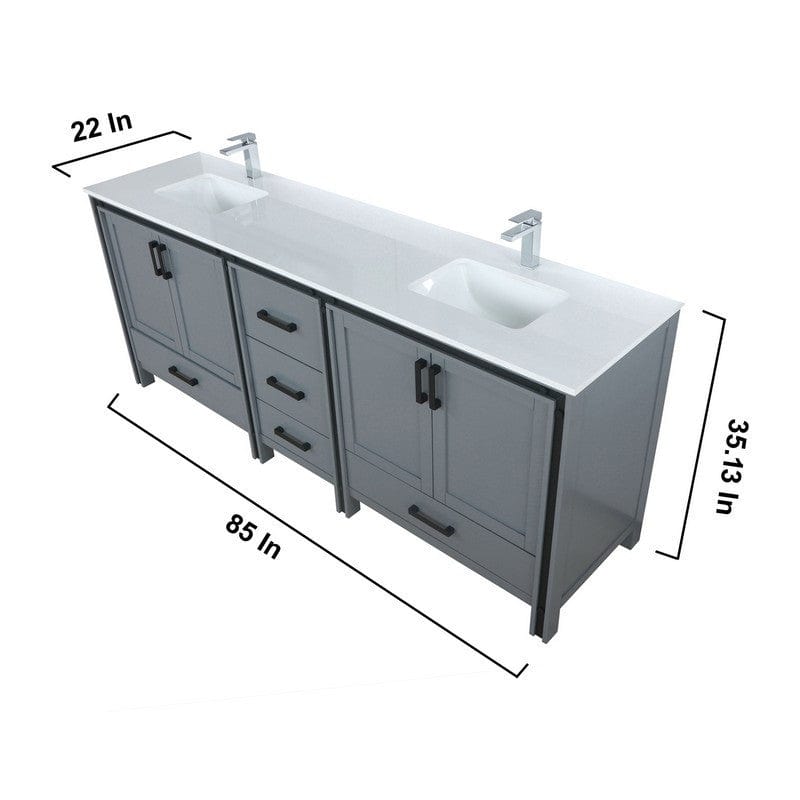 Ziva Transitional Dark Grey 84" Double Vanity Set | LZV352284SAJSM34F