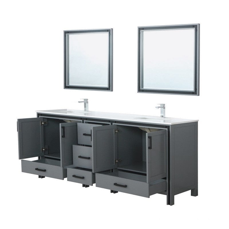 Ziva Transitional Dark Grey 84" Double Vanity Set | LZV352284SAJSM34F