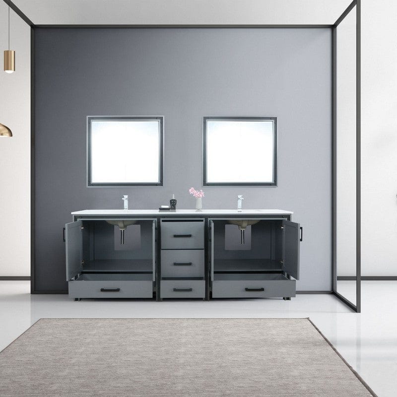 Ziva Transitional Dark Grey 84" Double Vanity Set | LZV352284SAJSM34F