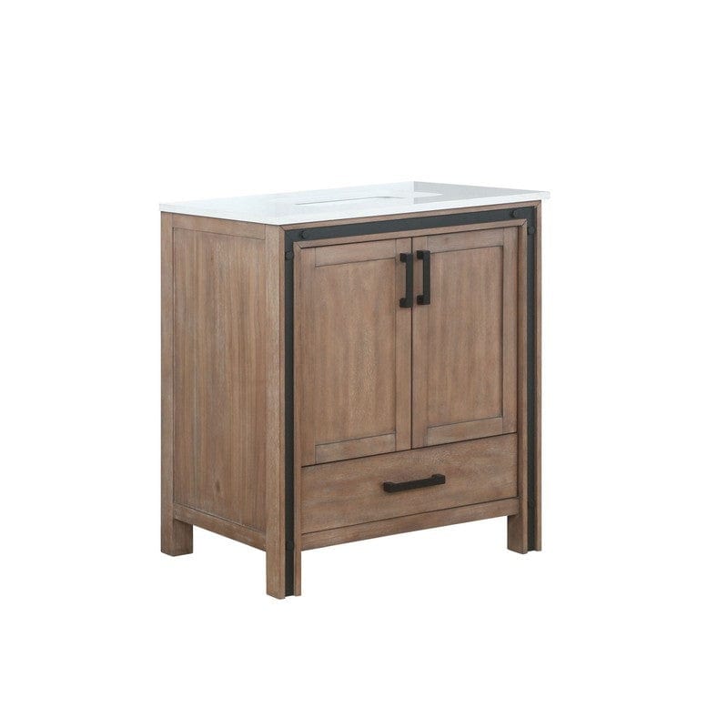 Ziva Transitional Rustic Barnwood 30" Single Vanity, Cultured Marble Top, White Square Sink | LZV352230SNJS000