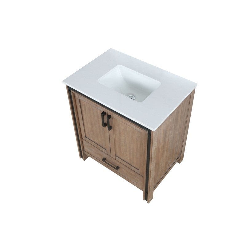 Ziva Transitional Rustic Barnwood 30" Single Vanity, Cultured Marble Top, White Square Sink | LZV352230SNJS000