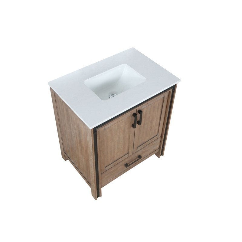 Ziva Transitional Rustic Barnwood 30" Single Vanity, Cultured Marble Top, White Square Sink | LZV352230SNJS000