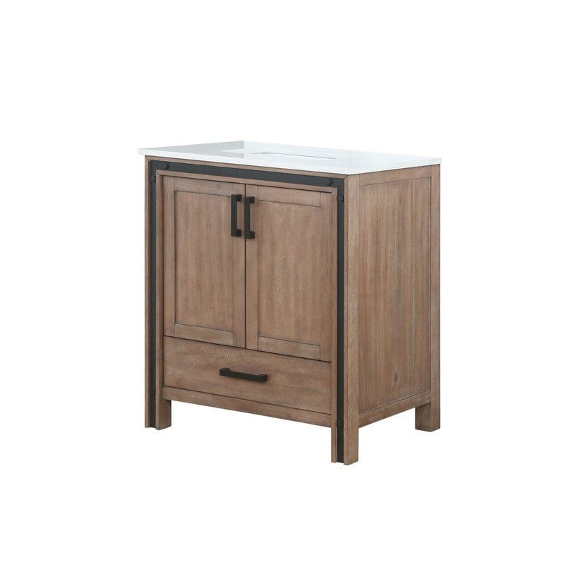 Ziva Transitional Rustic Barnwood 30" Single Vanity, Cultured Marble Top, White Square Sink | LZV352230SNJS000