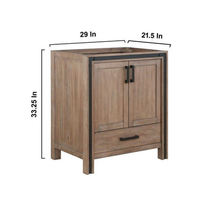 Ziva Transitional Rustic Barnwood 30" Single Vanity, no Top and 28" Mirror | LZV352230SN00M28