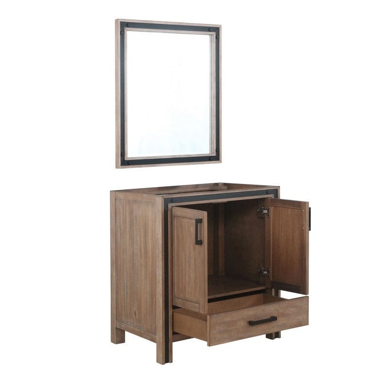 Ziva Transitional Rustic Barnwood 30" Single Vanity, no Top and 28" Mirror | LZV352230SN00M28