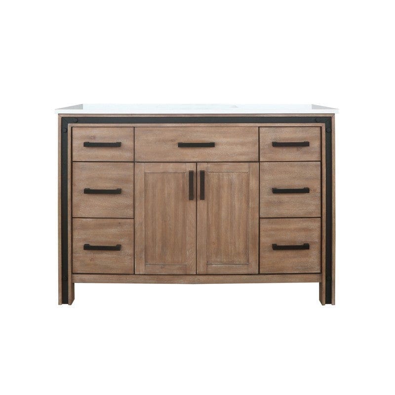 Ziva Transitional Rustic Barnwood 48" Single Vanity, Cultured Marble Top, White Square Sink | LZV352248SNJS000