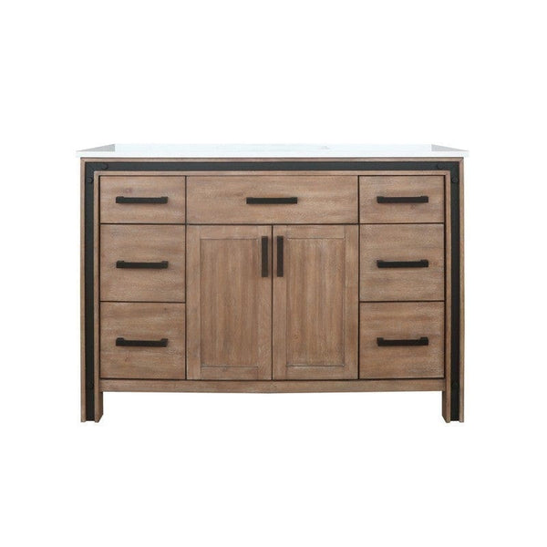 Ziva Transitional Rustic Barnwood 48 Single Vanity, Cultured Marble Top, White Square Sink | LZV352248SNJS000