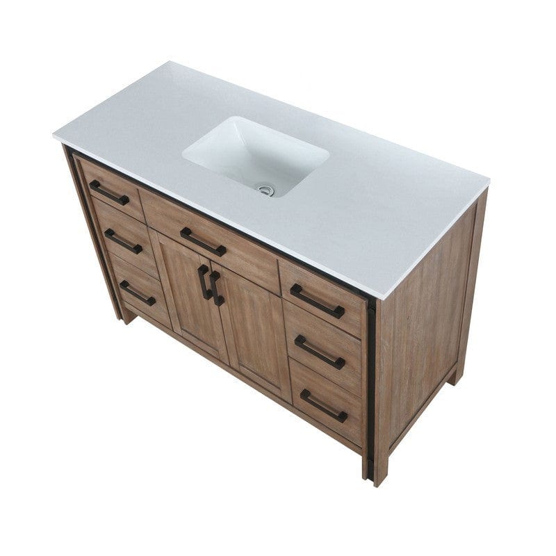 Ziva Transitional Rustic Barnwood 48" Single Vanity, Cultured Marble Top, White Square Sink | LZV352248SNJS000