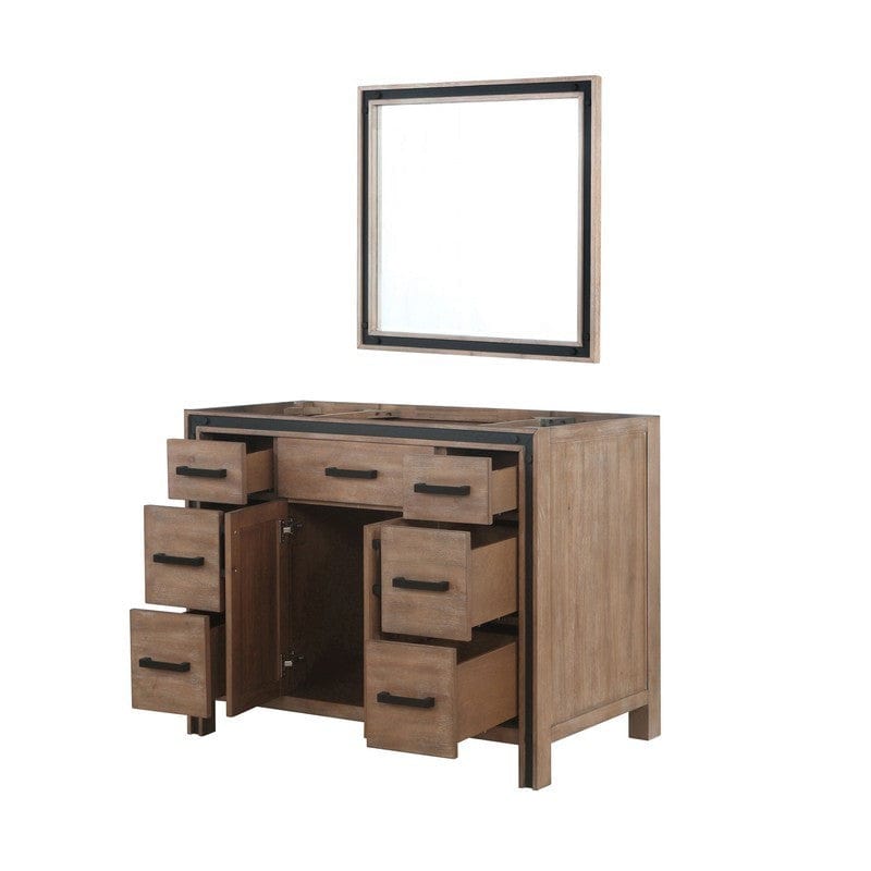 Ziva Transitional Rustic Barnwood 48" Single Vanity, no Top and 34" Mirror | LZV352248SN00M34