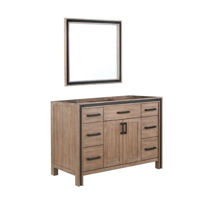 Ziva Transitional Rustic Barnwood 48" Single Vanity, no Top and 34" Mirror | LZV352248SN00M34