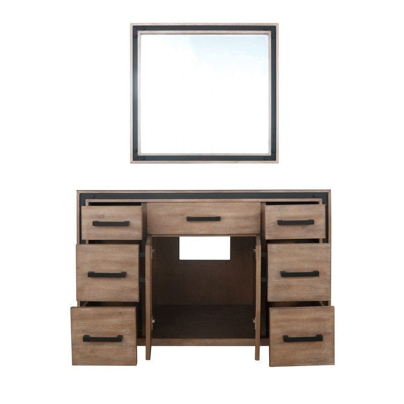 Ziva Transitional Rustic Barnwood 48" Single Vanity, no Top and 34" Mirror | LZV352248SN00M34