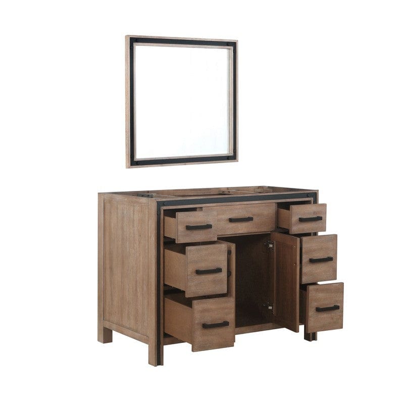 Ziva Transitional Rustic Barnwood 48" Single Vanity, no Top and 34" Mirror | LZV352248SN00M34