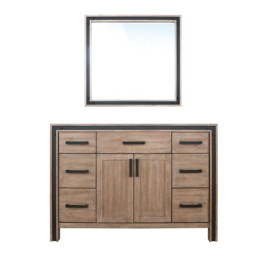 Ziva Transitional Rustic Barnwood 48" Single Vanity, no Top and 34" Mirror | LZV352248SN00M34