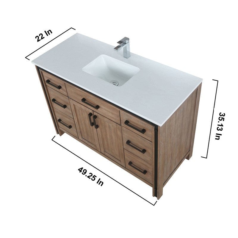 Ziva Transitional Rustic Barnwood 48" Single Vanity Set | LZV352248SNJSM34F