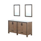 Ziva Transitional Rustic Barnwood 60" Double Vanity, Cultured Marble Top, White Square Sink and 22" Mirrors | LZV352260SNJSM22