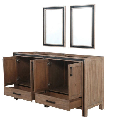 Ziva Transitional Rustic Barnwood 60" Double Vanity, no Top and 22" Mirrors | LZV352260SN00M22