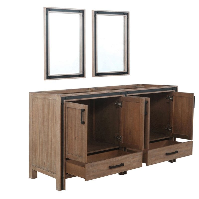 Ziva Transitional Rustic Barnwood 60" Double Vanity, no Top and 22" Mirrors | LZV352260SN00M22