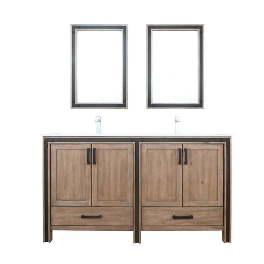 Ziva Transitional Rustic Barnwood 60" Double Vanity Set | LZV352260SNJSM22F