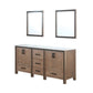 Ziva Transitional Rustic Barnwood 72" Double Vanity, Cultured Marble Top, White Square Sink and 30" Mirrors | LZV352272SNJSM30