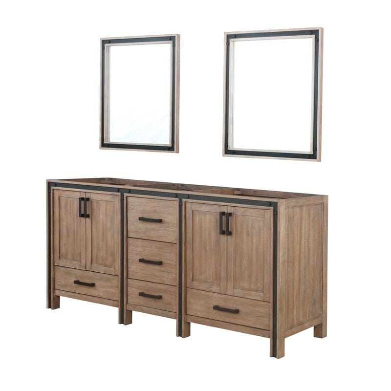 Ziva Transitional Rustic Barnwood 72" Double Vanity, no Top and 30" Mirrors | LZV352272SN00M30