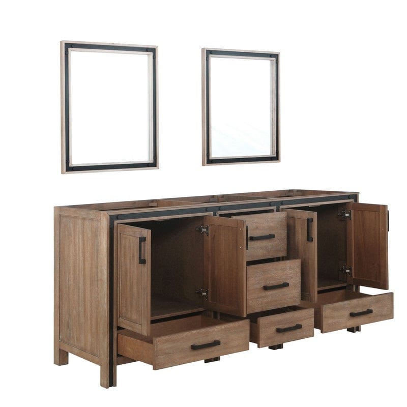 Ziva Transitional Rustic Barnwood 72" Double Vanity, no Top and 30" Mirrors | LZV352272SN00M30