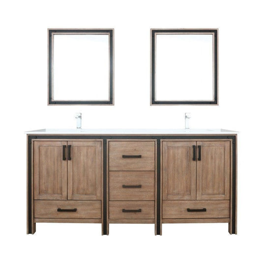 Ziva Transitional Rustic Barnwood 72" Double Vanity Set | LZV352272SNJSM30F