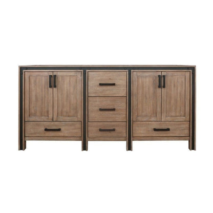 Lexora Vanities Ziva Transitional Rustic Barnwood 72" Vanity Cabinet Only | LZV352272SN00000