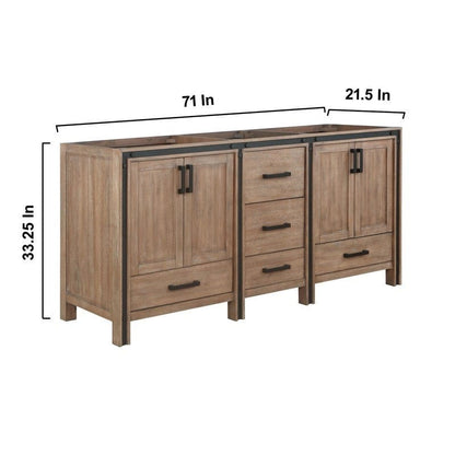 Lexora Vanities Ziva Transitional Rustic Barnwood 72" Vanity Cabinet Only | LZV352272SN00000