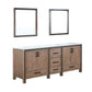 Ziva Transitional Rustic Barnwood 80" Double Vanity, Cultured Marble Top, White Square Sink and 30" Mirrors | LZV352280SNJSM30